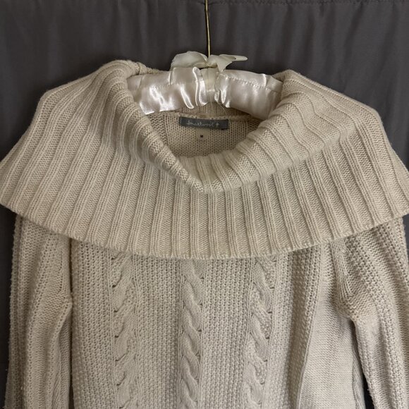 Smartwool Sweater Women's MEDIUM Cream Merino Wool High Cowl Neck - Picture 6 of 12